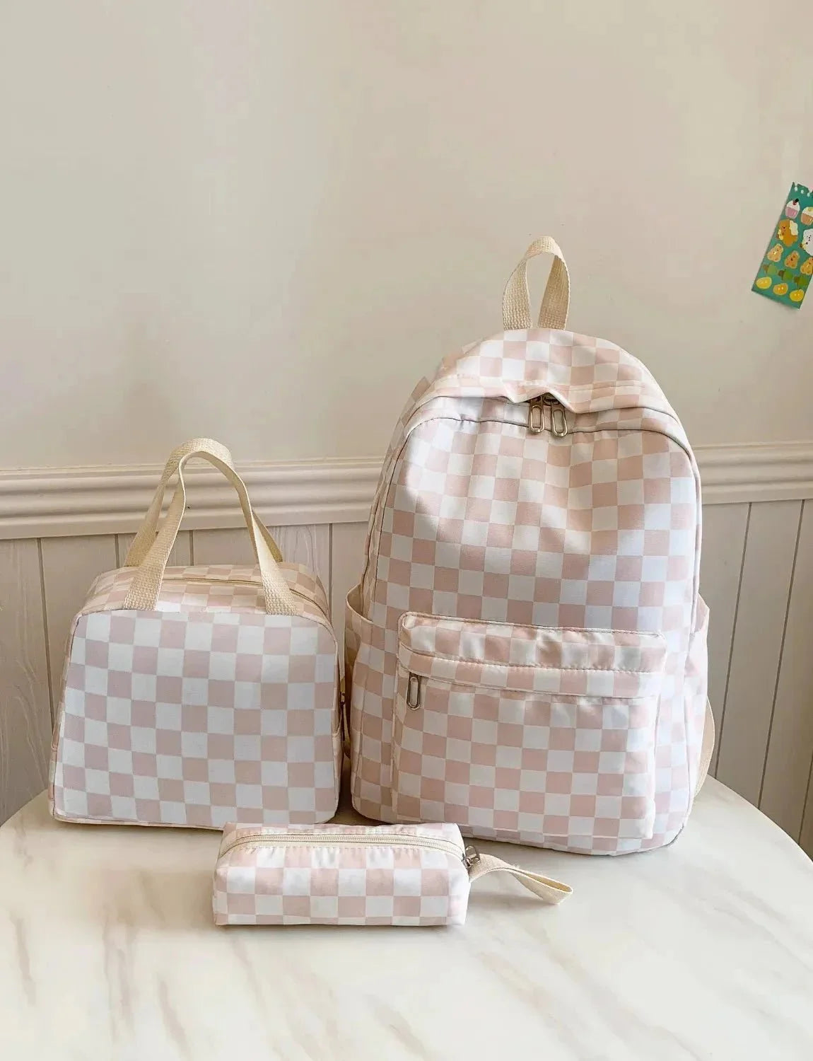 Checkered Pattern 3 - Piece Bag Set - VILLA FASHION